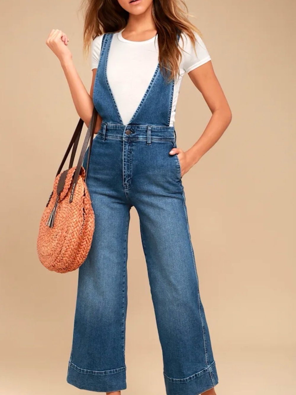 Free people A line medium wash size 8 overalls worn twice